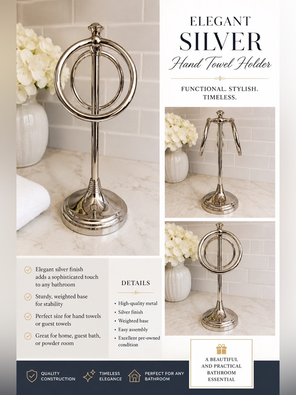 Elegant Silver Paper Towel Holder